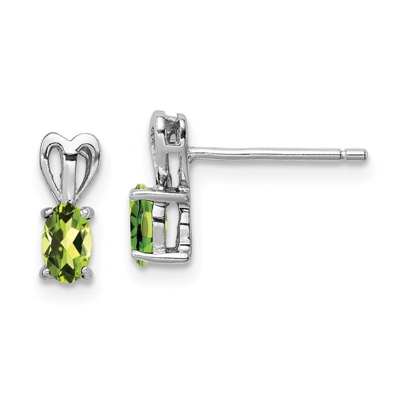 Sterling Silver Rhodium-plated Peridot August Birthstone Ladies Earrings - Picture 1 of 4